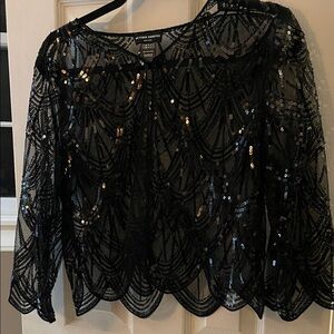 Victoria Harbour Black Sequin Blouse